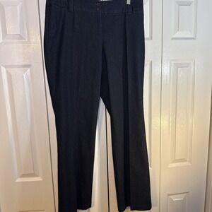 Focus 2000 Womens Denim Wide Leg Career Pants Dark‎ Blue Size 14 NWT